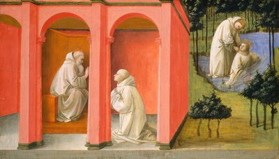Svatý Benedikt nařizuje svatého Maura k záchraně svatého Placiduse od Fra Filippo Lippi