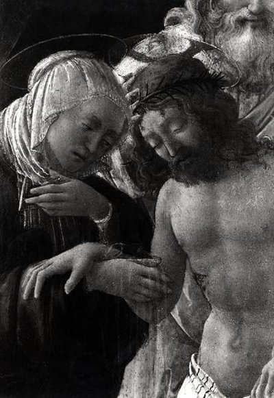 Pohřeb, detail Panny Marie a Krista od Fra Filippo Lippi