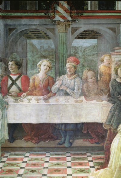 Svátek Heroda: detail postav na centrální stolní fresce viz také 60431 & 60432 od Fra Filippo Lippi