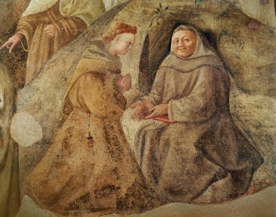Reforma karmelitánského řádu, detail dvou karmelitánských mnichů, c.1422 detail fresky z roku 94764 od Fra Filippo Lippi