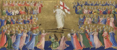 Kristus oslaven na dvoře nebeském panelu z Fiesole San Domenico Altarpiece, c. 1423-1424 od Fra Giovanni Angelico da Fiesole