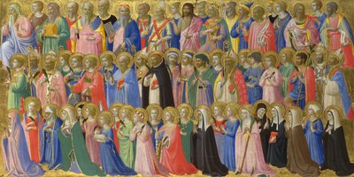 Předchůdci Krista s panelem svatých a mučedníků z Fiesole San Domenico Altarpiece, c. 1423-1424 od Fra Giovanni Angelico da Fiesole