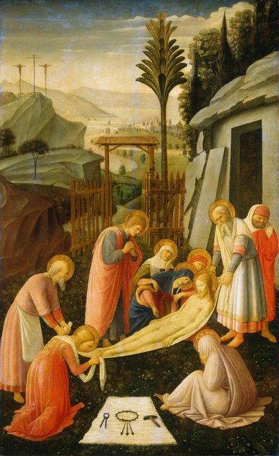 Ukládání Krista do hrobu, asi 1450 (tempera na topolové desce) od Fra & Lippi F (c.1406-69) Angelico
