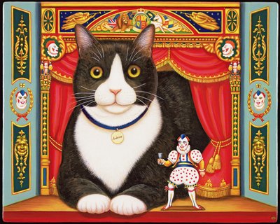 Ambrož divadelní kocour, 2007 (olej a tempera na panelu) od Frances Broomfield