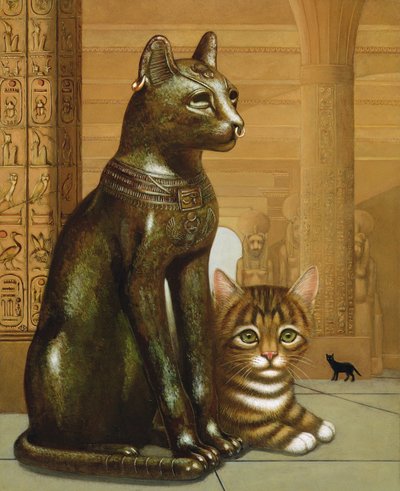 Mike the British Museum Kitten, 1995 (olej a tempera na panelu) od Frances Broomfield