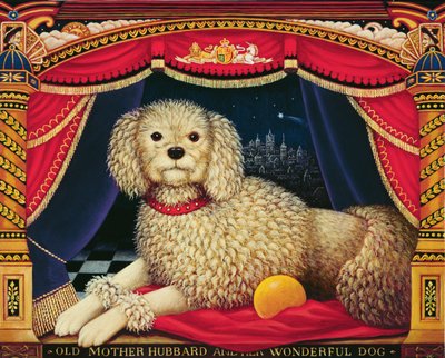Báječný pes staré matky Hubbardové, 1998 (olej a tempera na panelu) od Frances Broomfield