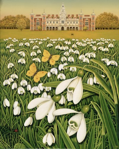 Snowdrop Day, Hatfield House, 1999 (olej a tempera na poli) od Frances Broomfield