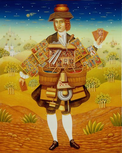 Prodejce karet, 2003 (olej a tempera na panelu) od Frances Broomfield