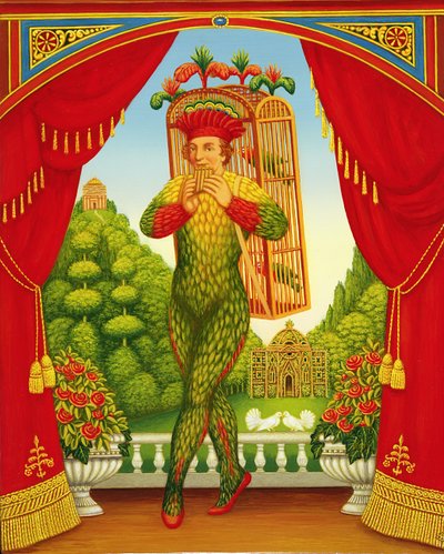 Kouzelná flétna, 1998 (olej a tempera na panelu) od Frances Broomfield