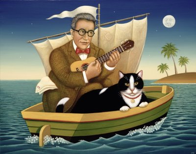 The Owl and the Pussycat, 1998 (olej a tempera na panelu) od Frances Broomfield