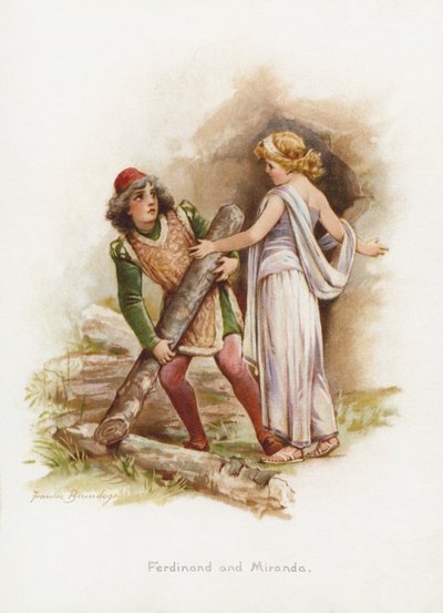 Ferdinand a Miranda (chromolitho) od Frances Brundage
