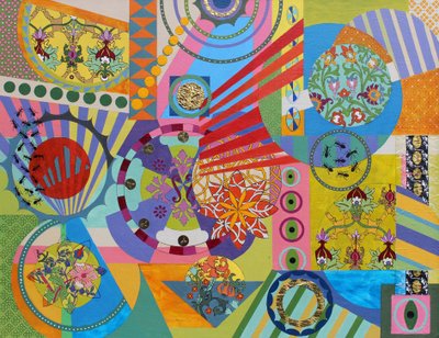 V mé zahradě je mnoho barev, 2024 (kombinovaná technika na plátně) od Frances Ferdinands