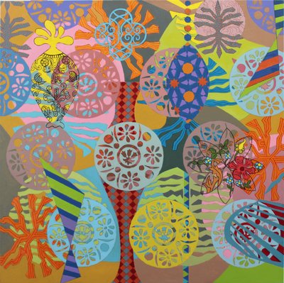 Mardi Gras Redux, 2025 (akryl na plátně) od Frances Ferdinands