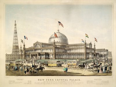 New York Crystal Palace, hospoda. 1853 od Currier & Ives od Frances Flora Bond Palmer