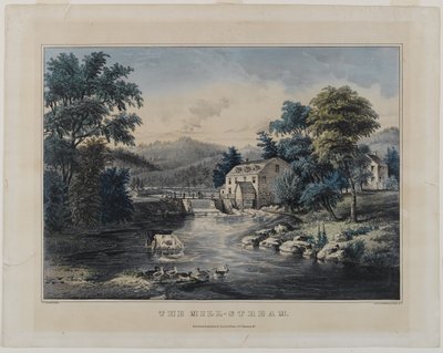 The Mill-Stream, vydavatelství Currier & Ives, New York (ručně kolorované lito) od Frances Flora Bond Palmer