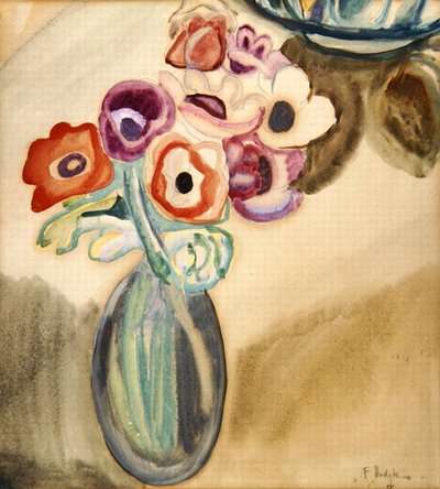 Džbán květin (akvarel na papíře) od Frances Hodgkins