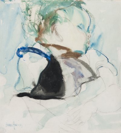 Sleeping Baby, cca 1905 (tuš a akvarel na papíře) od Frances Hodgkins