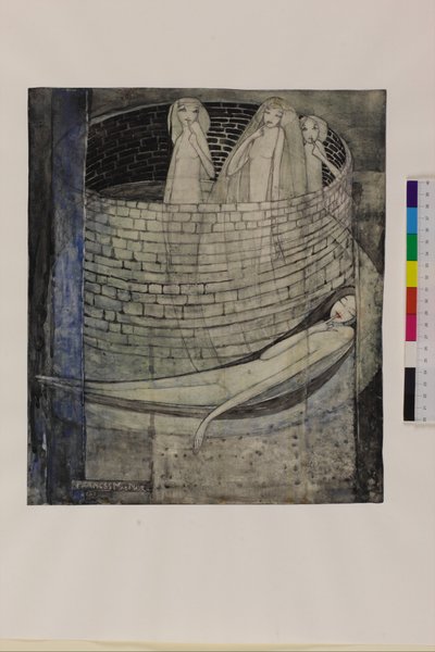 Pravda leží na dně studny, cca 1912-15 (tužka a akvarel na papíře) od Frances Macdonald