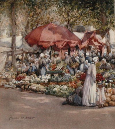 Market Day, Severní Francie cca 1910 (akvarel na papíře) od Frances Nesbitt
