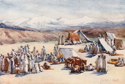 Den trhu, Timgad (barevná litografie) od Frances Nesbitt