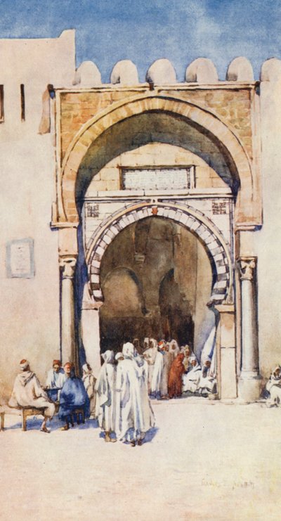 Maurská brána, Kairouan (barevná litografie) od Frances Nesbitt