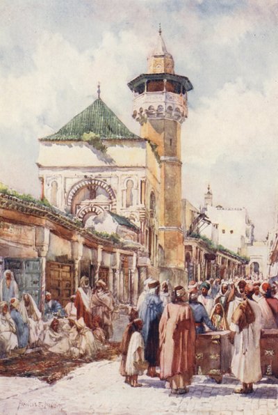 Mešita Sidi Ben Ziad, Tunis, Den dražby (barevná litografie) od Frances Nesbitt