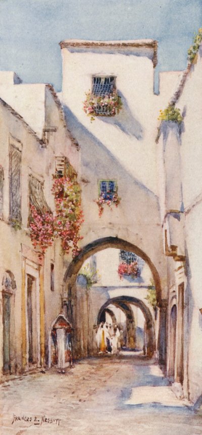 Rue Tourbet el Bey, Tunis (barevná litografie) od Frances Nesbitt