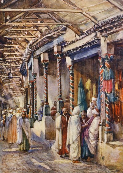 Souk el Trouk, Tunis (barevná litografie) od Frances Nesbitt