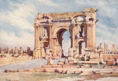 Trajánův oblouk, Timgad (barevná litografie) od Frances Nesbitt