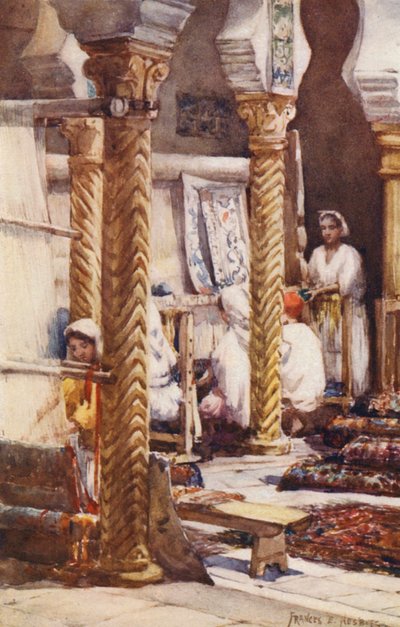 The Carpet School, Alžír (barevná litografie) od Frances Nesbitt