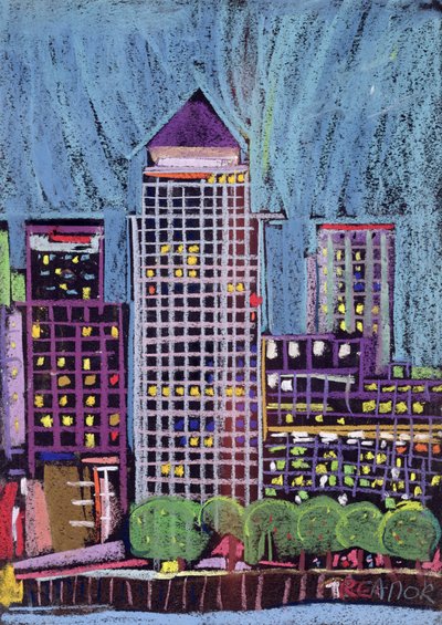 Canary Wharf v londýnských Docklands od Frances Treanor