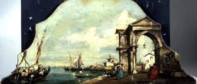 Pohled na benátský přístav Capriccio od Francesco (after) Guardi