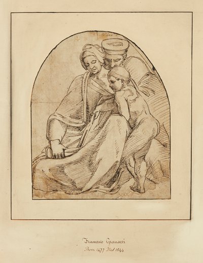 Rodinné skupinové čtení (inkoust) od Francesco (manner of) Granacci