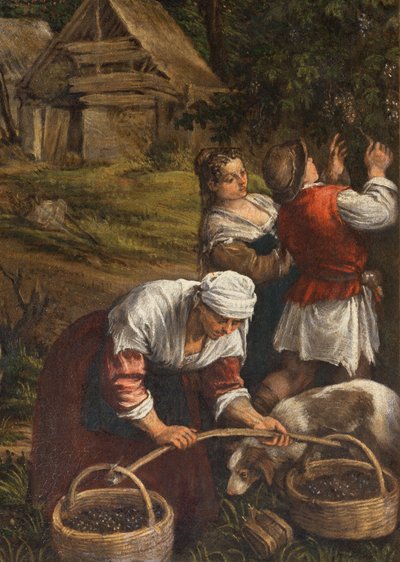 Sklizeň, (Mojžíš přijímá Desatero), (detail 65689), 1576 od Francesco Bassano