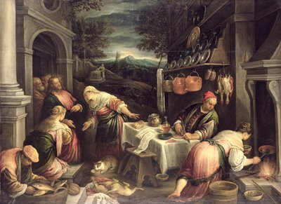 Ježíš s Marií a Martou, od Francesco Bassano