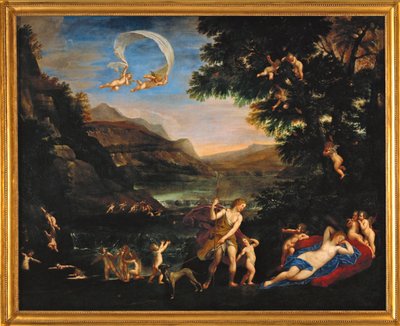 Adonis conduit pres de Venus par les Amours - bohové lásky vedou Adonise k Venuši... od Francesco Albani