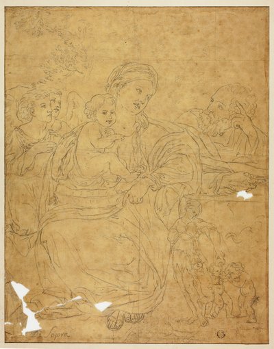 Svatá rodina se dvěma anděly od Francesco Albani