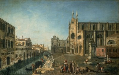 Pohled na Benátky s kostelem Santi Giovanni e Paolo. 1735-1740 od Francesco Albotto