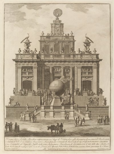 Místo potěšení s leteckým balónem, pro čínský festival, 1785. od Francesco Barbazza