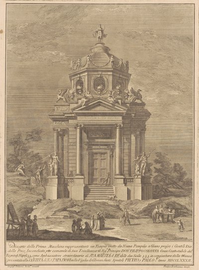 Prima Macchina pro Čínu z roku 1782: Janův chrám postavený Numou Pompiliem od Francesco Barbazza, after Giuseppe Palazzi
