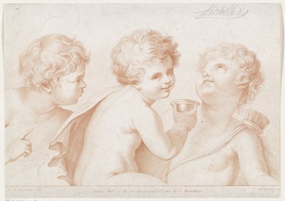 tři putti Ciprianiho principy kresby (název série) Ciprianiho základy kreslení (název série) od Francesco Bartolozzi
