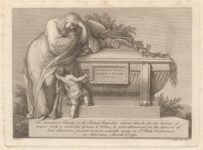 Pohřební karta sira Joshuy Reynoldse od Francesco Bartolozzi