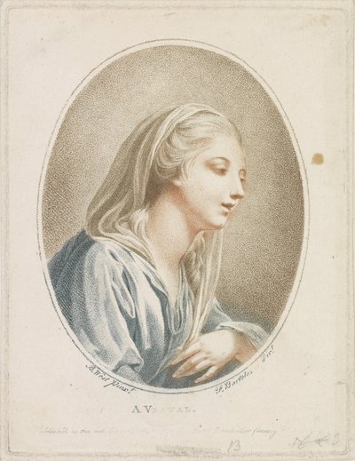Portrét ženy A Vestal (název na objektu) od Francesco Bartolozzi