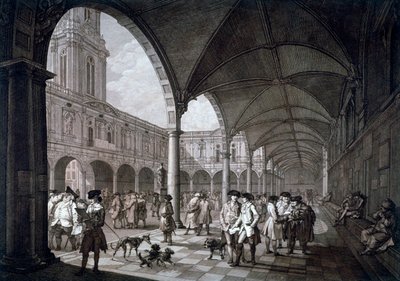 Pohled na nádvoří v Royal Exchange s obchodníky a makléři, City of London, 1788 od Francesco Bartolozzi