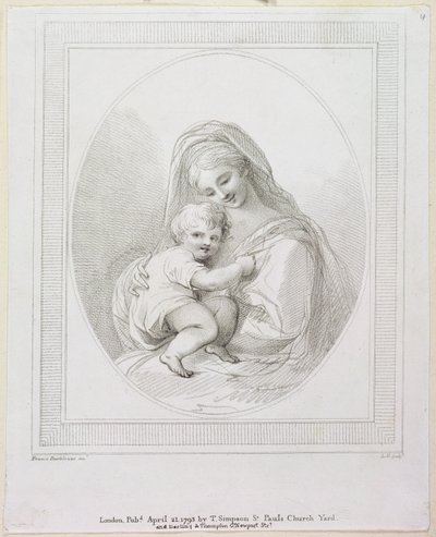 Panna a dítě, ryl Luigi Schiavonetti (1765-1810) 1793 (rytina) od Francesco Bartolozzi