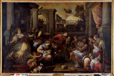 Hercules a Omphale Hercules, zamilovaný do královny Lycie Omphale, si vezme svůj orobinec od Francesco Bassano