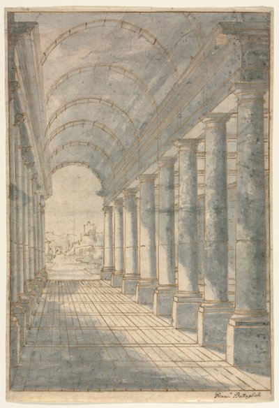Barrel-Vaulted Arcade vykreslená v perspektivě od Francesco Battaglioli