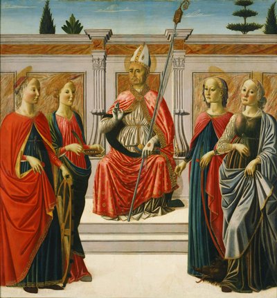 Mikuláše a svaté Kateřiny, svaté Lucie, svaté Markéty a svaté Apollonie. od Francesco Botticini