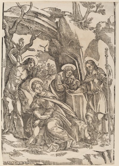 Svatá rodina se svatým Sebastianem a svatým Rochem od Francesco Denanto