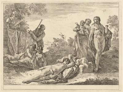 Devět figurek kolem Herm of Pan od Francesco Fontebasso